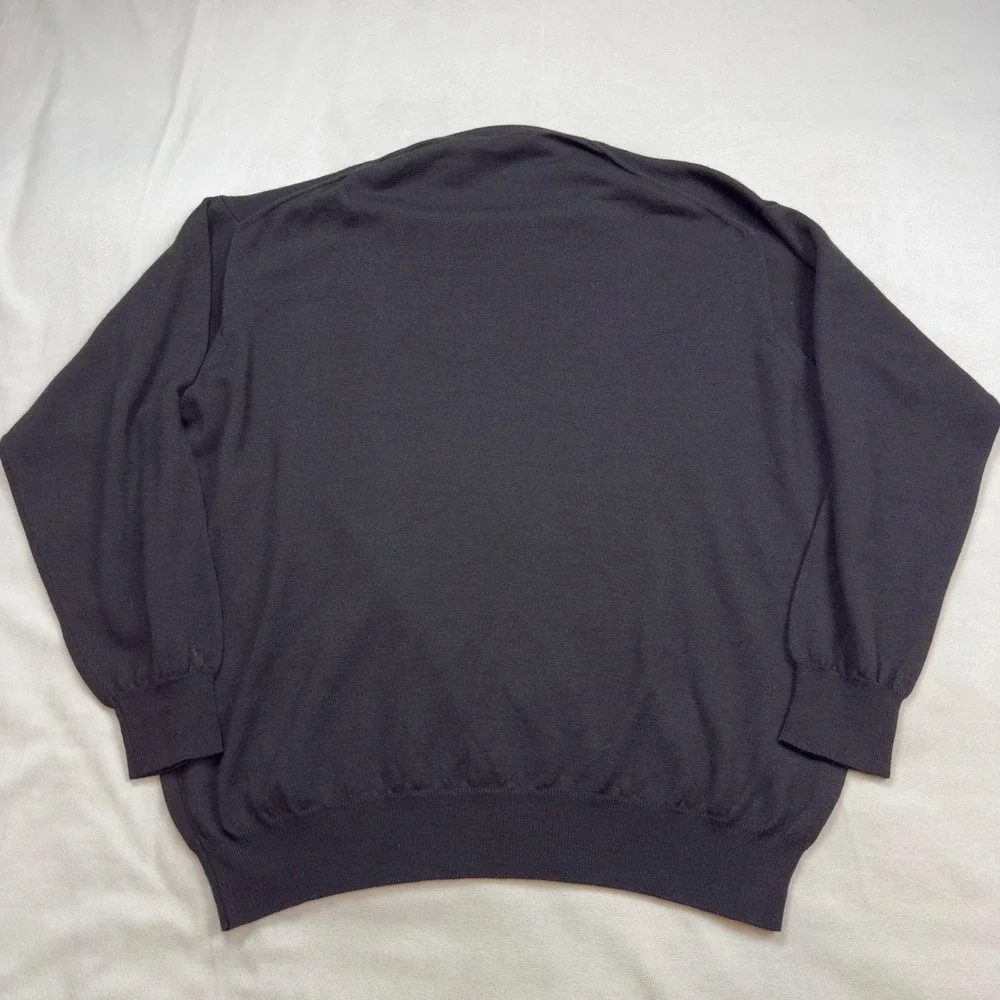 Gran Sasso Mens Black Wool Cashmere Silk Mock Neck Sweater Made in Italy XL